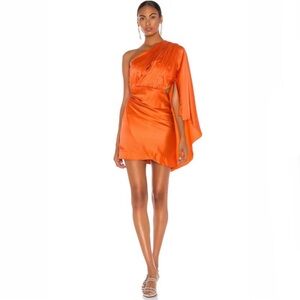 NWT Retrofete Mae Silk Blend Dress in Orange | Small